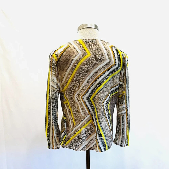 NIC+ZOE Women Long Sleeve Semi-Sheered Striped Cardigan Sweater Size Medium - Picture 8 of 11